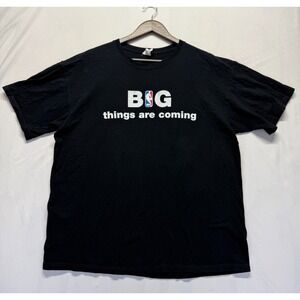 Anvil T Shirt Mens‎ XL Black Graphic Print Big Things Are Coming NBA Logo Cotton